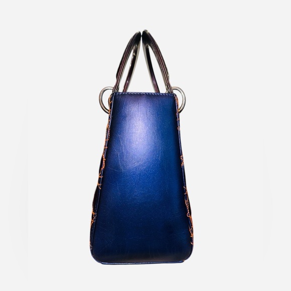 20-25 Preloved Anselm Reyle Medium Metallic Lambskin Cannage Lady Dior - Picture 8 of 16